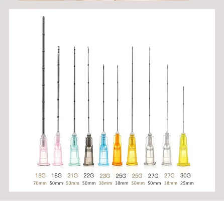 18G 21G 22G 23G 25g 27G 30G 50mm 70mm Stumpfe Spitze Mikrokannula Nadel für injizierbare Hyaluronsäure